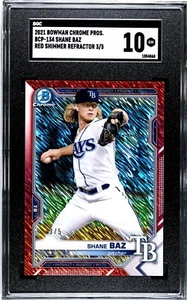 2021 Bowman Chrome Prospect Red Shimmer Refractor /5 Shane Baz SGC 10 Pop 1!! - Bild 1 von 2