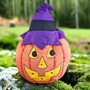 VTG Avon Halloween Light Up Plush Pumpkin Jack O Lantern Purple Orange 1991 READ