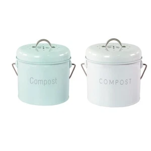 Kitchen Compost Bin Round Iron Charcoal Filter Bucket Outdoor Accessories - Picture 1 of 9