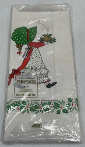 Vintage 1990’s Holly Hobbie Christmas Paper Table Cover New/Sealed 54”x 96” USA! - Picture 1 of 2