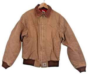 Carhartt J13 BRN Detroit Santa Fe Quilt Lined Sz M Distress Jacket Made USA - Picture 1 of 12