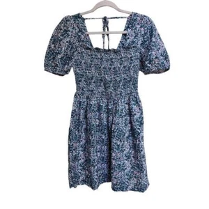 Michael Stars Jude Puff-Sleeve Smocked Floral Mini Dress Size Small Petite - Picture 1 of 8