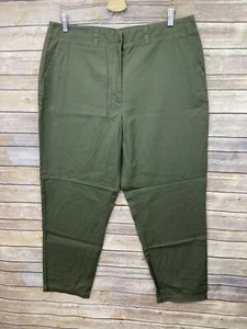 Eddie Bauer Womens 18 NWT Flat Front Pants Wide Leg Olive Green Pockets - Picture 1 of 9