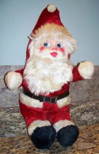 Peluche pupazzo Babbo Natale vintage 18" con cintura nera, faccia in gomma - Foto 1 di 7