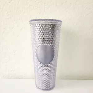 Starbucks 2019 Studded Platinum Silver Bling Cold Cup Tumbler 24 oz - Picture 1 of 4