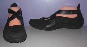 Arche Black Nubuck Leather Flats with Criss Cross Leather Strap Size 8 UK 10 US - Picture 1 of 6