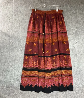 Vintage Carole Little Skirt Womens Medium Rust Geometric Maxi Boho Prairie Retro - Image 1 of 4