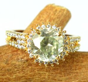  Green Moissanite Diamond Round 6.01 Ct Halo Men's Solitaire Ring Wedding Gift