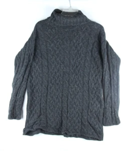 Valerie Stevens Cable Knit Sweater Womens Small Turtleneck Gray 100% Lambswool - Picture 1 of 7