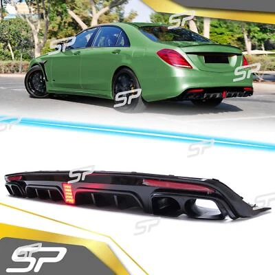 Diffusore + Terminali di Scarico Nero per Mercedes Classe S W222 V222 AMG Line 13-17