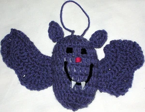 HANDMADE Knit CROCHET Hanging BAT Kids TOY DOLL for HALLOWEEN Holiday CHRISTMAS! - Picture 1 of 1