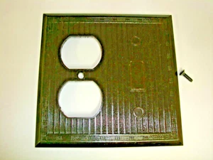 Vintage Uniline Brown 2 Gang 1 Receptacle 1 Blank Outlet Wall Cover Plate - Picture 1 of 5