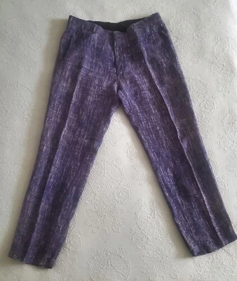 RARO Vintage Años 90 Disfraz Nacional Hombre Italia Lino Pantalones Talla 52 Foto 1 de 4