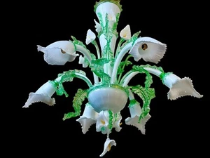 Not Found Floral Chandelier with Green Leaves and Calle di Simoeng 1900 - Picture 1 of 15