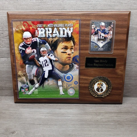 NFL Tom Brady New England Patriots 15x12 Photo File & Top Deck Card 2007 MVP Cover