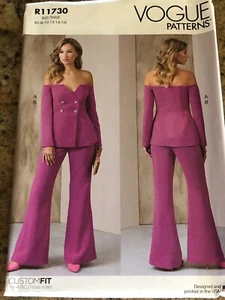 🌺 VOGUE #R11730 - LADIES OFF SHOULDER JACKET & FLARED PANTS PATTERN 8-16 FF - Picture 1 of 2