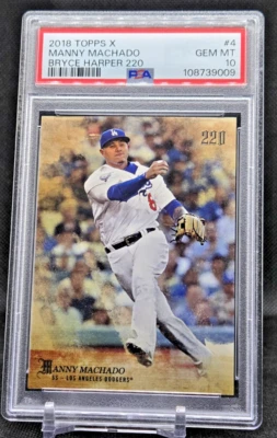 2018 Topps x Bryce Harper: 220 Second to None #4 Manny Machado PSA Gem MT 10 - Image 1 of 2