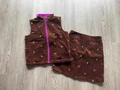 Set Of Vest And Skirt Hartstrings Fleece Lined Corduroy Size 10/12 Brown - Image 1 of 4