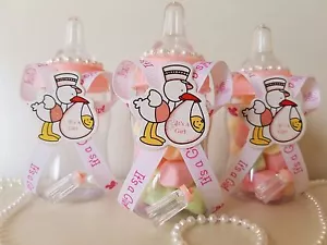 12 Pink Fillable Bottles Baby Shower It's a Girl Favors Prizes Game Decorations - Picture 1 of 11