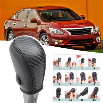Car Gear Shift Knob Cover Carbon Fiber Accessories Fit For Nissan Altima 2013-18 - Image 1 of 4