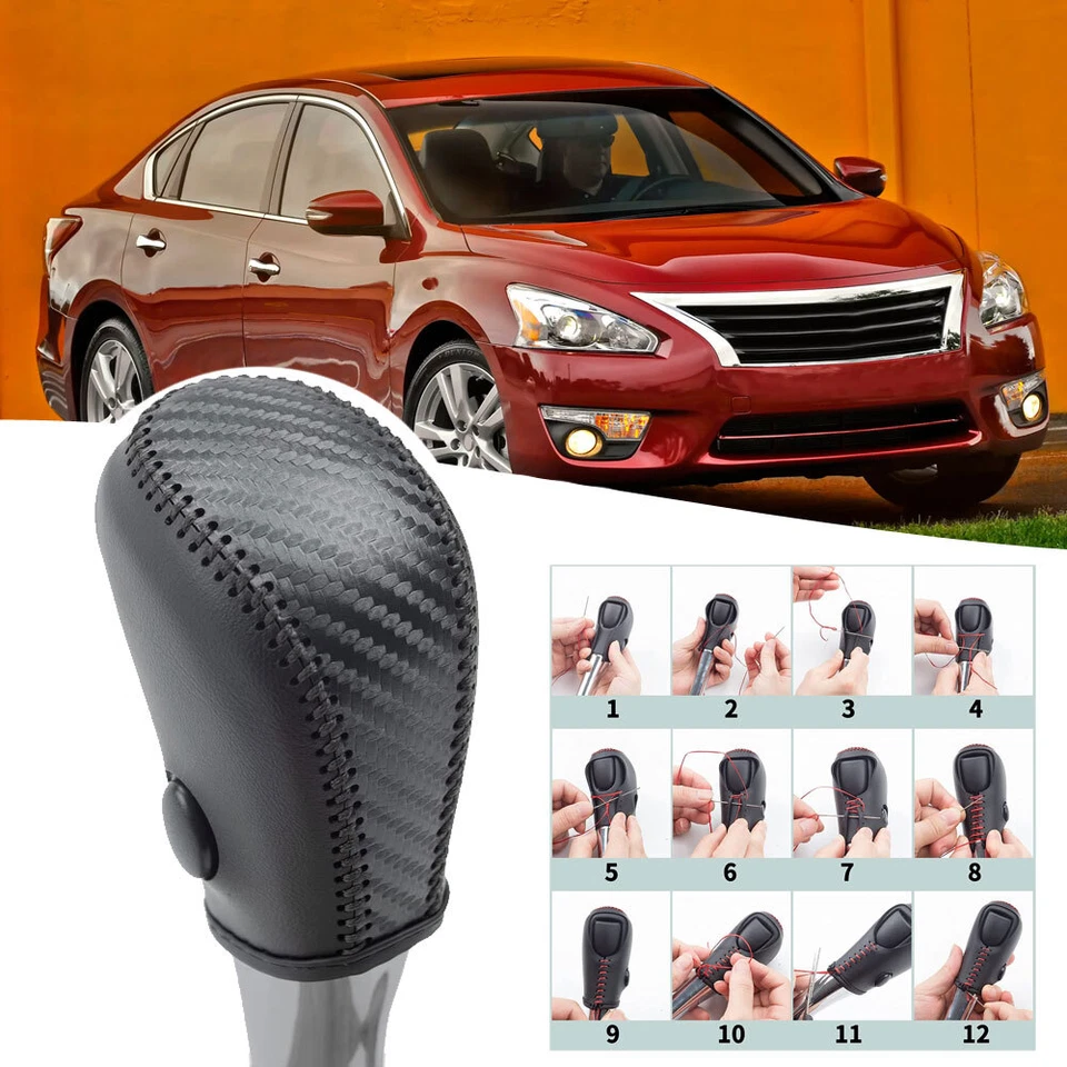 Car Gear Shift Knob Cover Carbon Fiber Accessories Fit For Nissan Altima 2013-18 - Image 1 of 4
