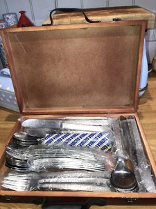 A Box Full Of Viners 60’s Bark Design Studio Cutlery by Gerald Benney 62 Pieces - Picture 1 of 18