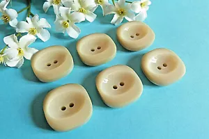 255C Stunning Big Buttons Vintage " Crater " Cream Light 6 Buttons Ép. 1970/80 - Picture 1 of 5
