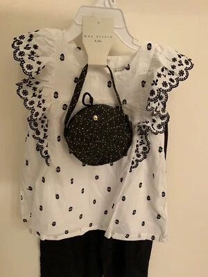 Max Studio Niños 3 Piezas Lino Pantalones Conjunto Niñas Talla 5T Foto 1 de 4