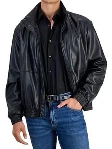 Leather Jacket Biker Men's Motorcycle Real Men Racer Skin Soft Vintage Black 80 - Picture 1 of 4