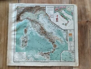 1895 mappa Carta geografica ITALIA FISICA - Pennesi. ICI FRIZTSCHE litografia - Foto 1 di 8