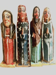 Guatemala Volkskunst Holzfiguren 15" - 16" handgeschnitzt religiös Vintage - Bild 1 von 8