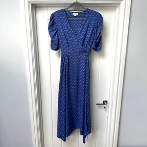 Monsoon Dress Women's UK 10 Blue Midi Fit & Flare Short Sleeved Summer Blogger - Picture 1 of 14