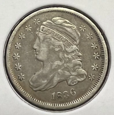 1836 CAPPED BUST SILVER DIME GRADES VERY FINE++ ACTUAL COIN #2376 - Image 1 of 2