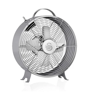 Swan Retro 8 Inch Desk Clock Fan 20W Low Noise Aluminium Blad Grey - SFA12630GRN - Picture 1 of 7