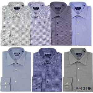 Camicia uomo manica lunga cotone microfantasia P-CLUB collo italiano regular fit - Foto 1 di 18