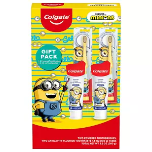 Colgate Set di Spazzolini per Bambini con Dentifricio, Minions Spazzolino da Denti Regalo, 2 Batt - Foto 1 di 12