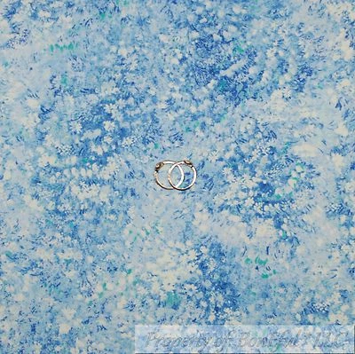 BonEful FABRIC FQ Cotton Quilt Blue White Green Flower Small Little Calico Girl - Image 1 of 4