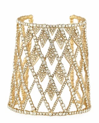 PULSERA BRAZALETE ALEXIS BITTAR CHAPADA EN ORO CON CELOSÍA CRISTAL ESPALDA ABIERTA Foto 1 de 4