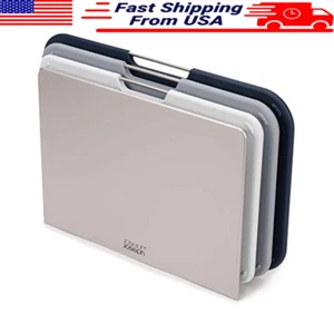 3 Piece Color Coded Cutting Board Set W/Storage Stand Regular Grey/Blue Home New - Bild 1 von 7