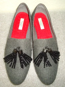 Zapatos planos mocasines grises para mujer Simply Vera Wang con borlas con cuentas talla 1-0 M/40 - Imagen 1 de 9