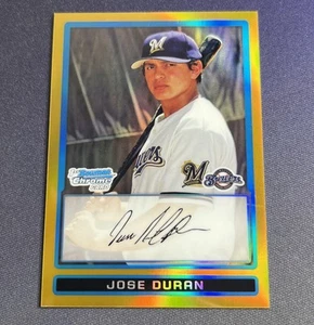 2009 Bowman Chrome Jose Duran 1st Gold Refractor Prospect #44/50 Brewers - Picture 1 of 2