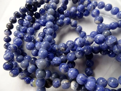 Cuentas redondas de piedra lisa de sodalita natural de 15 1/2" de 5,5-6 mm A807 DNG Foto 1 de 4