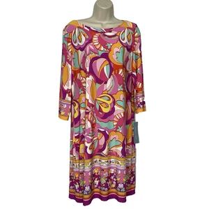 Vestido recto retro grande London Times para mujer años 70 boho fiesta cóctel nuevo con etiquetas - Imagen 1 de 12
