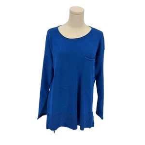 Cable & Gauge Blue Knit Long Sleeve Pocket Sweater Top Women's M - Picture 1 of 4