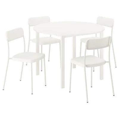 IKEA VIHALS White Dining Table & 4 Chairs 107cm Small Kitchen Set Home Furniture - Image 1 of 4