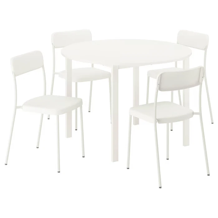 IKEA VIHALS White Dining Table & 4 Chairs 107cm Small Kitchen Set Home Furniture - Image 1 of 4