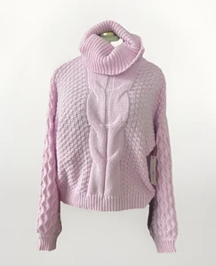 Hochgeschlossener Pullover mit gewebtem Herz und Zopfmuster  - Bild 1 von 11