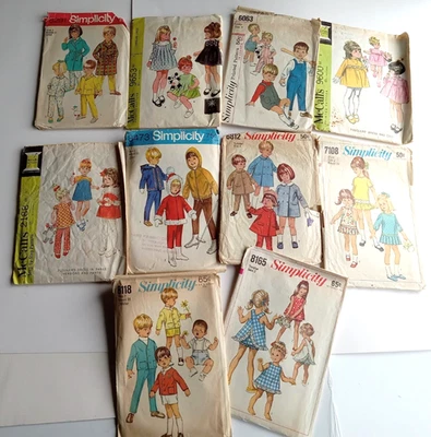 Lot of 10 1960s Simplicity & McCall's Patterns Children Toddlers Sizes 1-2-3 CUT - Image 1 of 4
