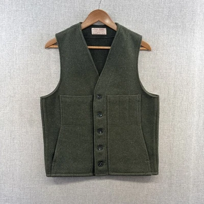 VINTAGE CC Filson Mackinaw Virgin Wool Vest Mens Small Green Pockets USA Adult* - Image 1 of 4