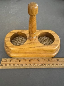 SPINDLE HANDLE WOODEN SALT & PEPPER SHAKER CRUET CADDY ONLY VTG FARMHOUSE - Picture 1 of 5